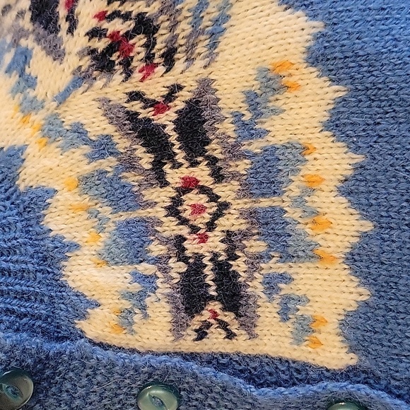 Vintage Shetland Fair Isle Cardigan Sweater - Picture 3 of 7